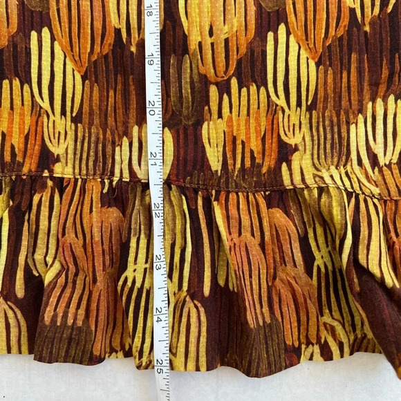 Maison Olga Women Tops Blouse Orange Yellow Cotton Short Sleeve Ruffle Hem Sz M - Picture 6 of 8